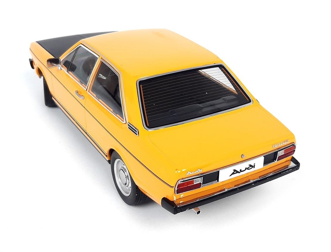 KKscale 180031 1/18 1972 Audi 80 GT/E, Siyah-Sarı, Sergilemeye Hazır Metal Araba Modeli