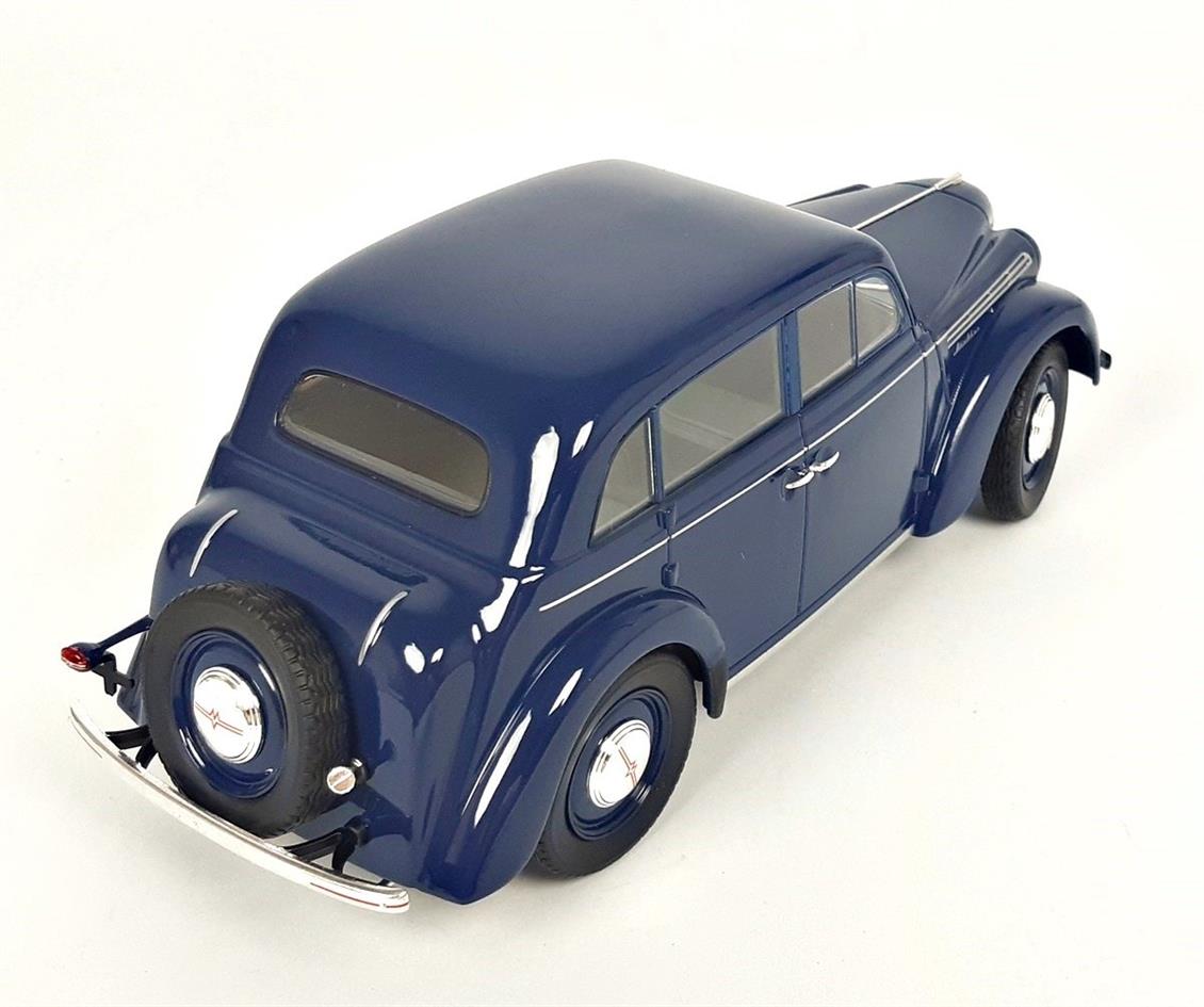 KKscale 180256 1/18 1954 Moskvich 400-420, Koyu Mavi, Sergilemeye Hazır Metal Araba Modeli