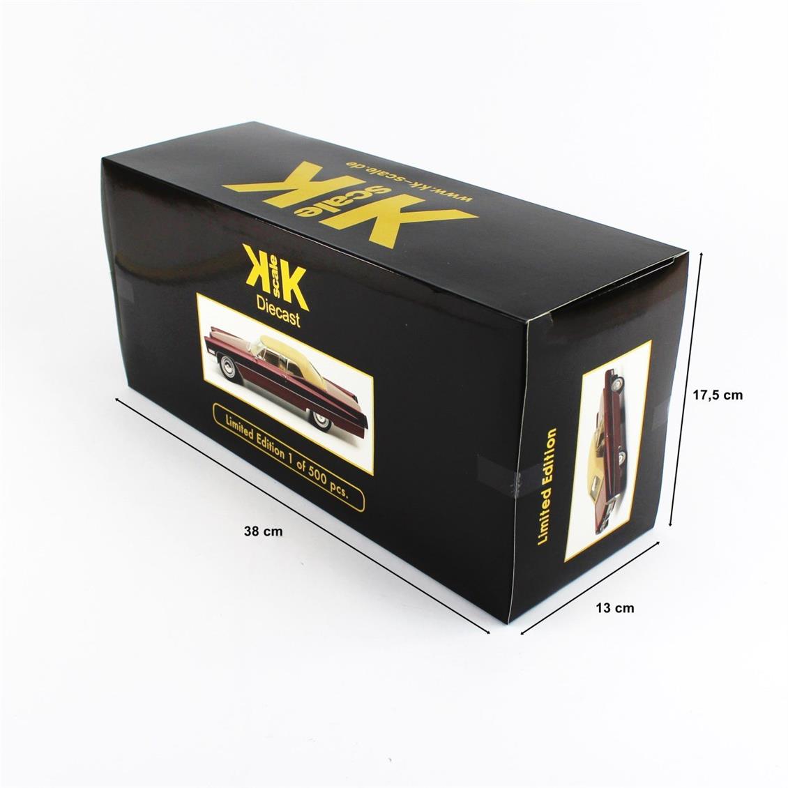 KKscale 180316 1/18 1967 Cadillac Deville Softtop, Metalik Bordo, Sergilemeye Hazır Metal Araba Modeli