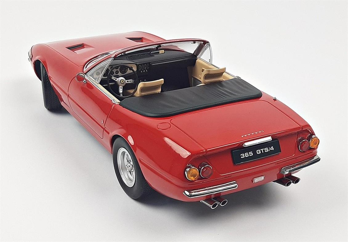 KKscale 180621 1/18 1971 Ferrari 365 GTB Daytona Spyder Series 2, Kırmızı, Sergilemeye Hazır Metal Araba Modeli
