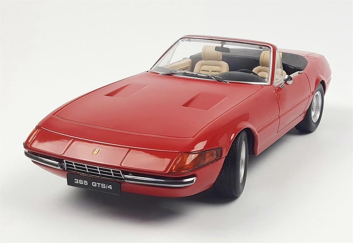 KKscale 180621 1/18 1971 Ferrari 365 GTB Daytona Spyder Series 2, Kırmızı, Sergilemeye Hazır Metal Araba Modeli