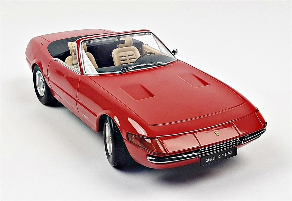 KKscale 180621 1/18 1971 Ferrari 365 GTB Daytona Spyder Series 2, Kırmızı, Sergilemeye Hazır Metal Araba Modeli