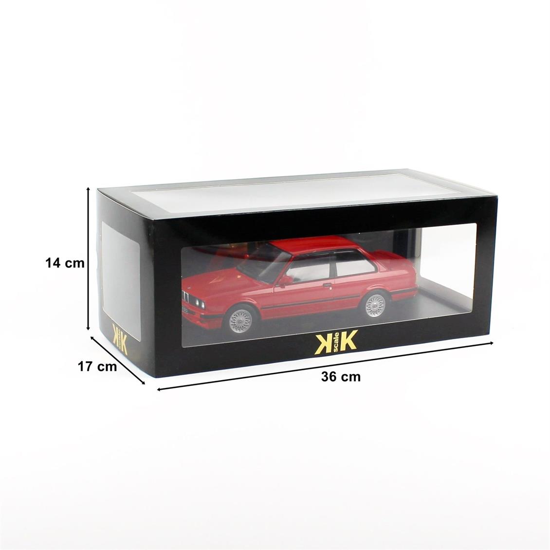 KKscale 180742 1/18 Ölçek 1987 Bmw 325i E30M-Package, Kırmızı, Sergilemeye Hazır Metal Araba Modeli