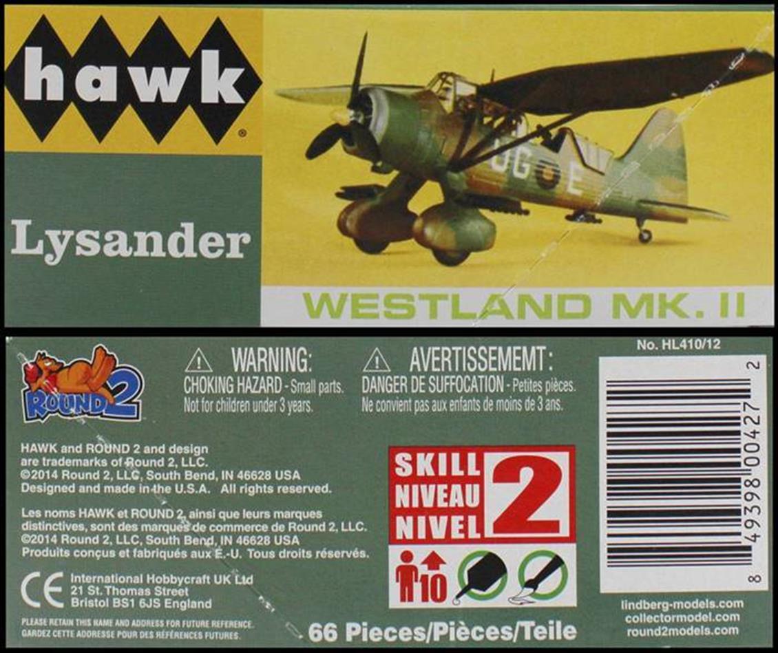 Lindberg 410 1/48 Westland Lysander Savaş Uçağı Demonte Plastik Maketi