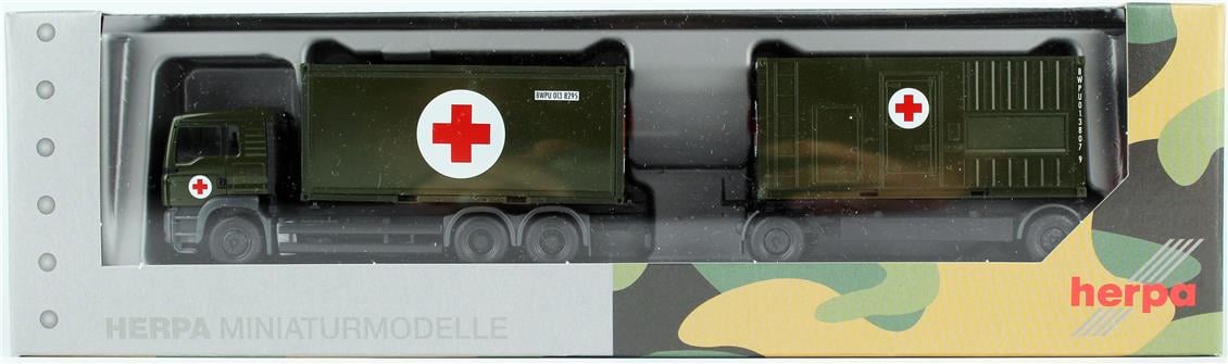 MAN TGA L Medikal Konteynerli Kamyon ve Römorklu Jeneratör (Bundeswehr/SAN)(Alman Ordusu), Sergilemeye Hazır Model Araç