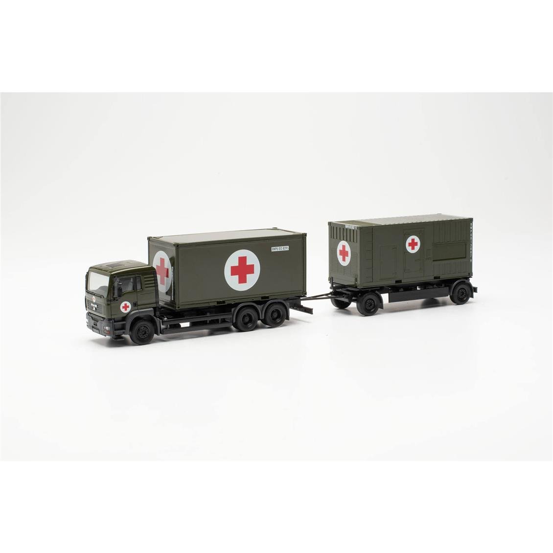 MAN TGA L Medikal Konteynerli Kamyon ve Römorklu Jeneratör (Bundeswehr/SAN)(Alman Ordusu), Sergilemeye Hazır Model Araç