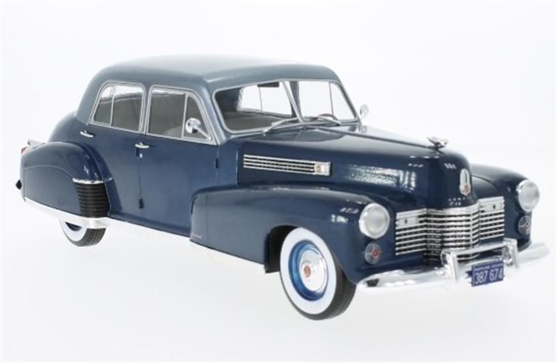 MCG 18072 1/18 1941 Cadillac Fleetwood, Seri 60 Special Sedan, Metalik Mavi, Sergilemeye Hazır Metal Araba Modeli