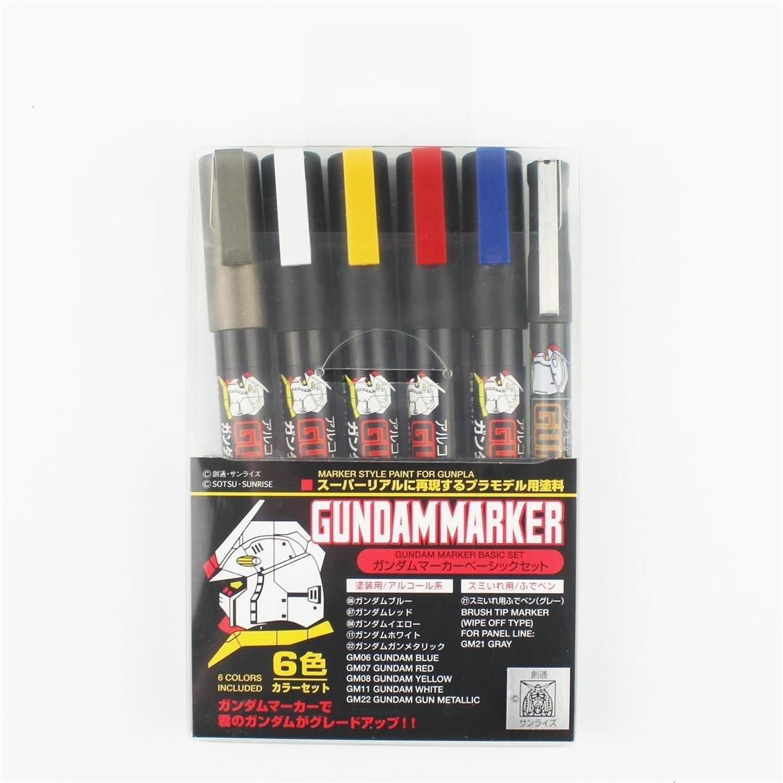 Mr.Hobby AMS-105 Gundam Marker Basic Color Set, 6 Adet