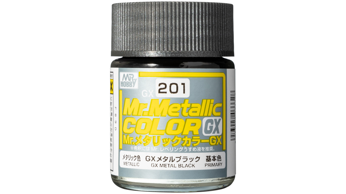 Mr.Hobby GX-201 18 ml. Metallic Black, Mr.color Series Model Paint