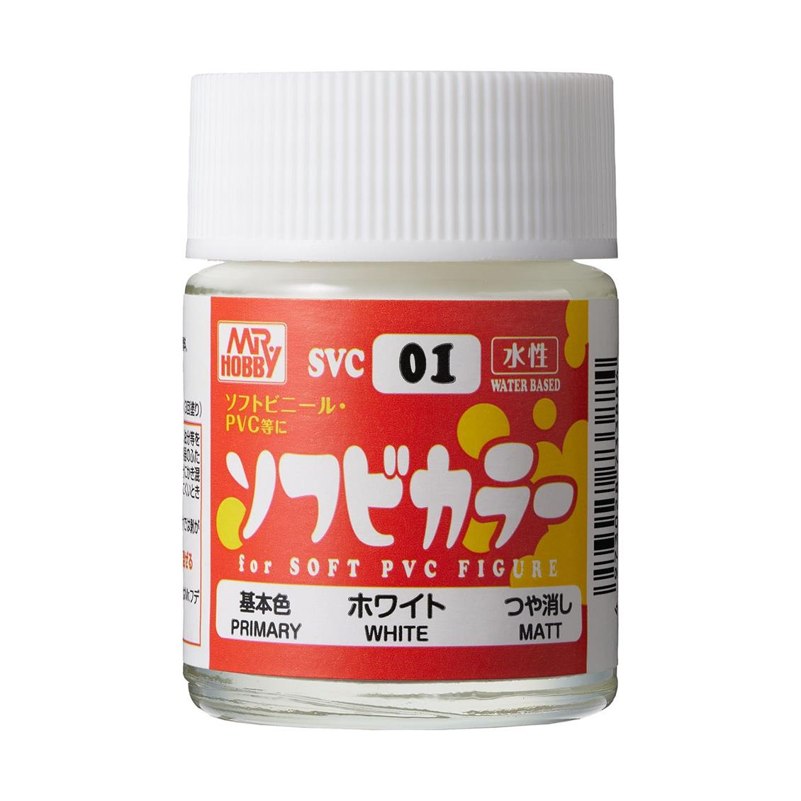 Mr.Hobby SVC-01 18 ml. Soft Vinyl Color, White, Aqueous Serisi Model Boyası
