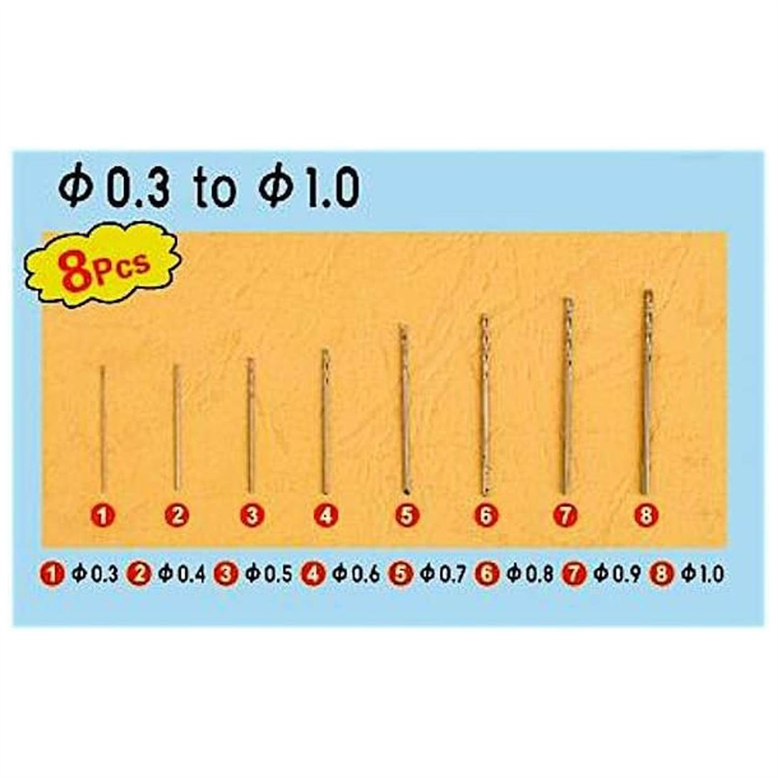MST 09954 Matkap Ucları Seti No.1, 8 Adet (0.3,0.4,0.5,0.6,0.7,0.8,0.9,1.0)