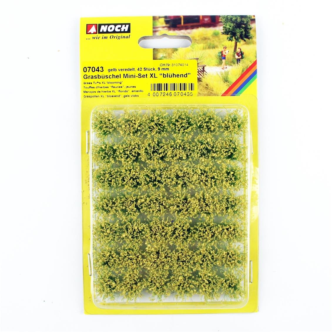 Noch 7043 Çim Öbekleri, Sarı Flok Çiçekler, Mini Set XL, 42 adet, 9 mm Diorama Malzemesi