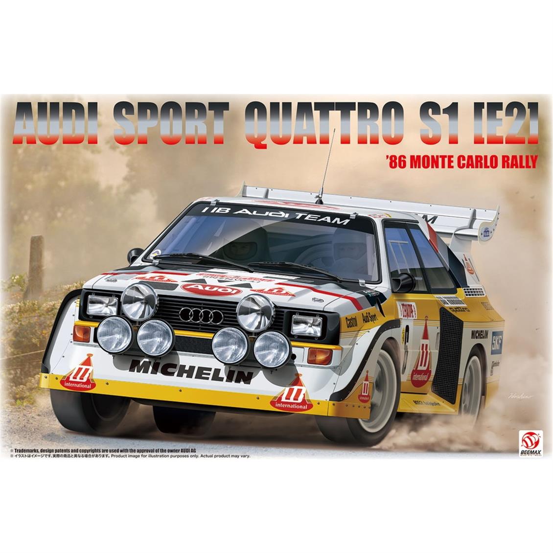Nunu BX24035 1/24 Ölçek, Audi Sport Quattro S1-E2 (1986 Monte Carlo Rally), Otomobil Plastik Model Kiti