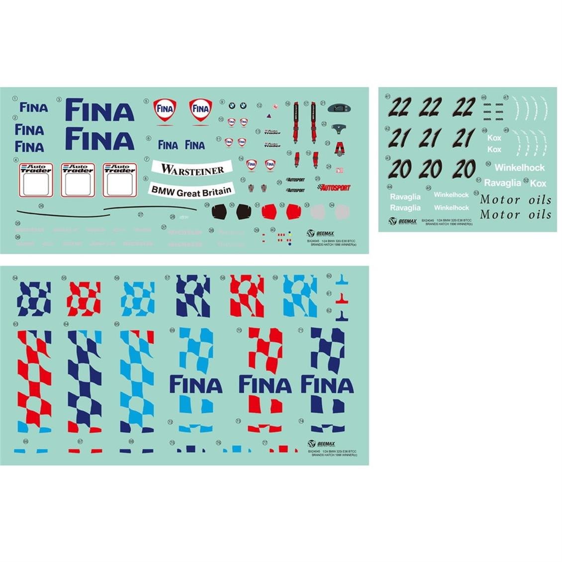 Nunu BX24045 1/24 Ölçek, Bmw 320i E36 BTCC (Brands Hatch 1996 Winner), Otomobil Plastik Model Kiti