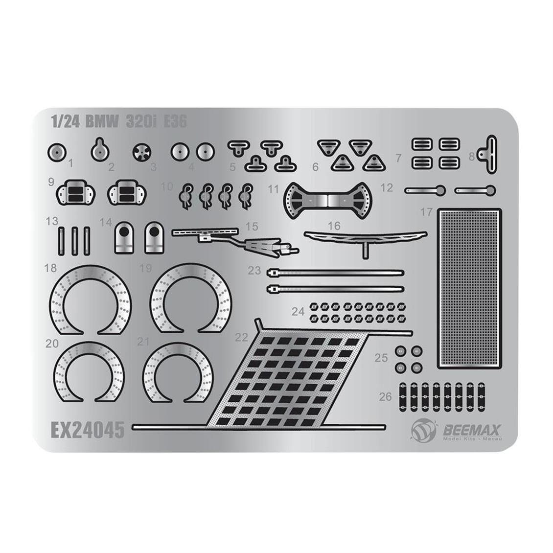 Nunu EX24045 1/24 Ölçek, Detay Seti (for Bmw 320i E36 BTCC Brands Hatch 1996 Winner), Detay Kiti