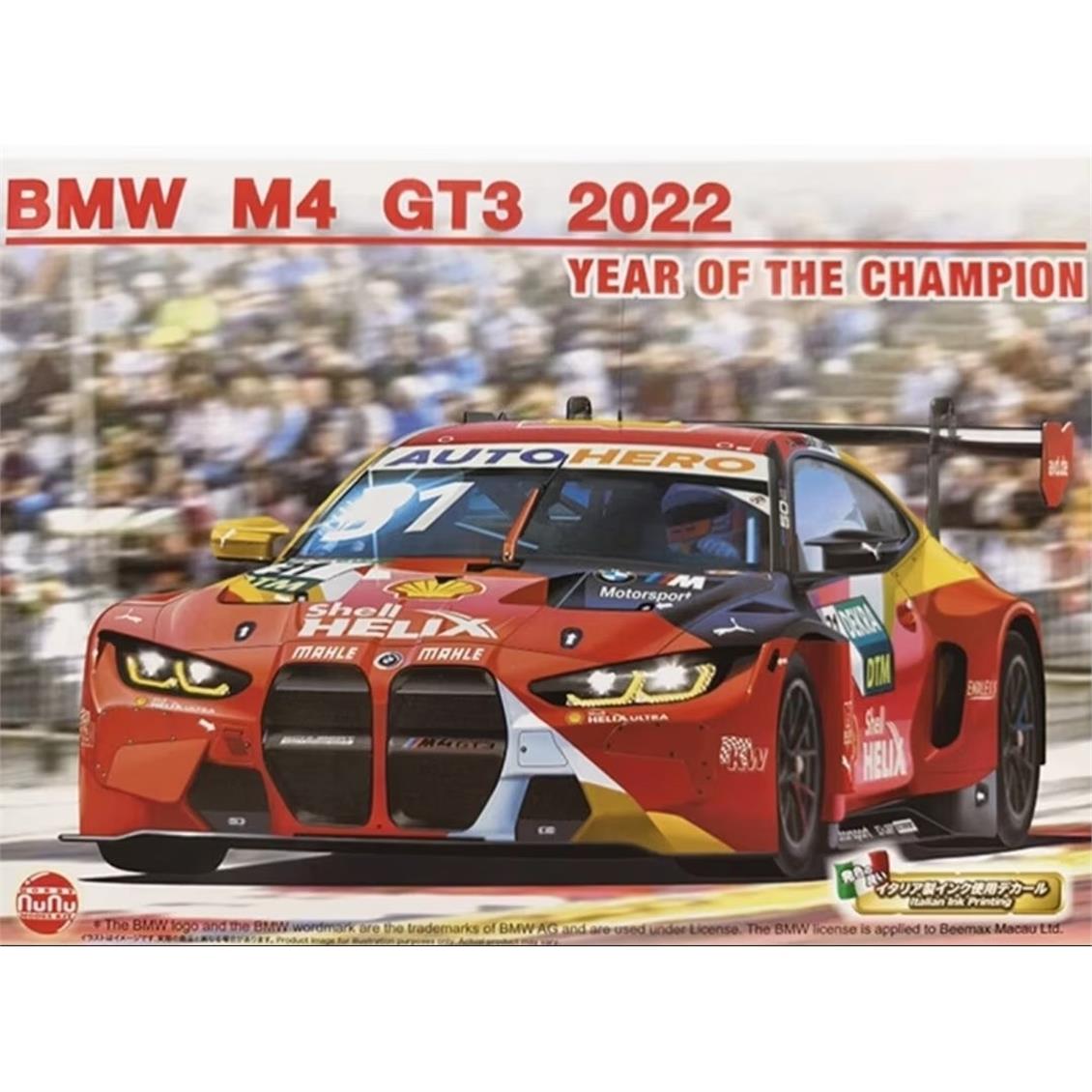 Nunu ZPN24045 124 Ölçek, Bmw M4 GT3 (2022 DTM Year of Champion), Otomobil Plastik Model Kiti