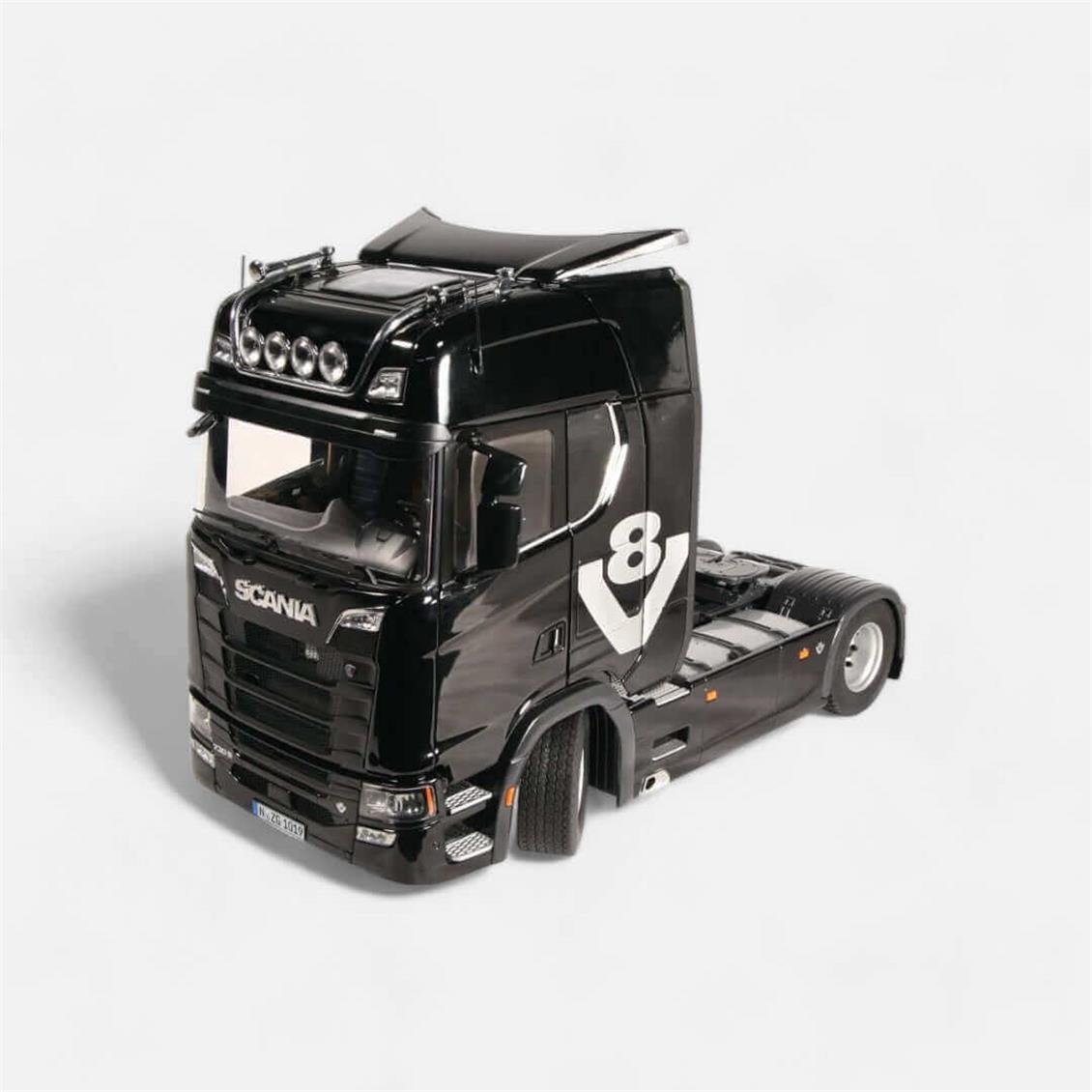 NZG 1019/22 1/18 Ölçek, Scania V8 730S Çekici (Siyah), Sergilemeye Hazır Metal Minibüs Modeli