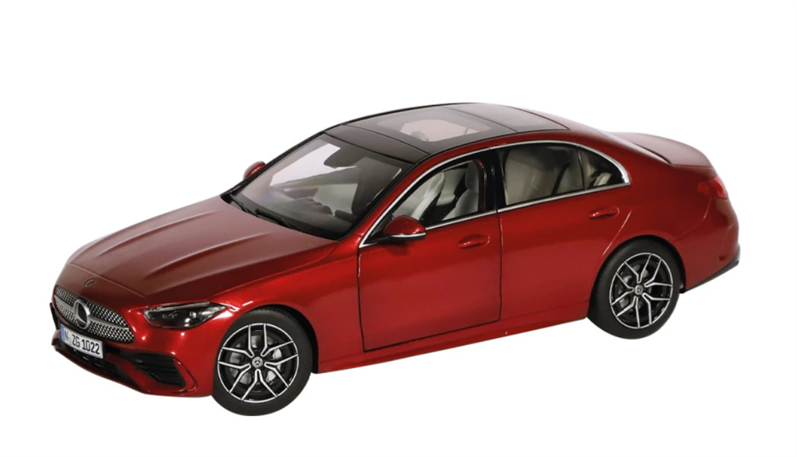 NZG 1102/11 1/18 Ölçek, Mercedes-Benz C-Class W206 Araba, Kırmızı Metalik, Sergilemeye Hazır Metal Model