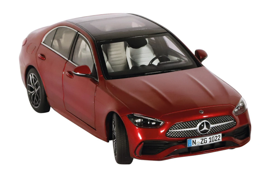 NZG 1102/11 1/18 Ölçek, Mercedes-Benz C-Class W206 Araba, Kırmızı Metalik, Sergilemeye Hazır Metal Model