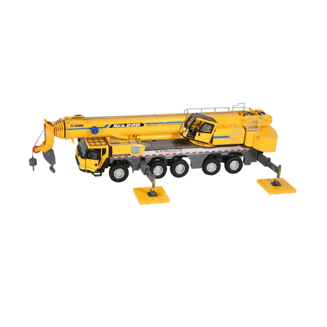 NZG VAKF0008 1/50 Ölçek, XCMG XCA220 5 Akslı Mobil Vinç, Sarı, Sergilemeye Hazır Metal Model