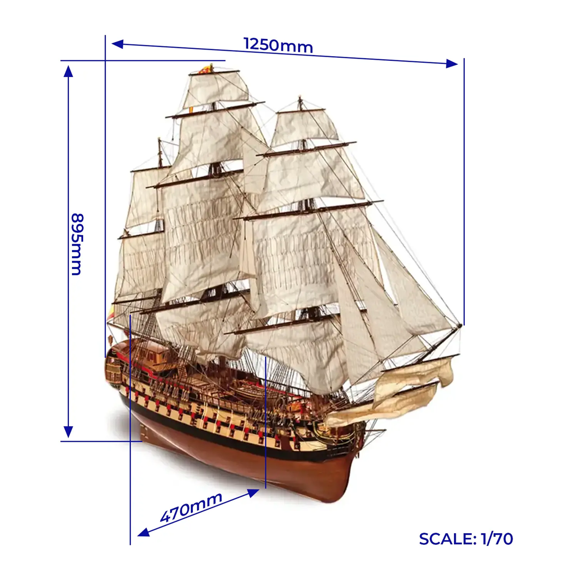 Occre 15000 1/70 Scale, Montanes, 125 cm. Sailing Spanish Battleship, Wooden Model Kit
