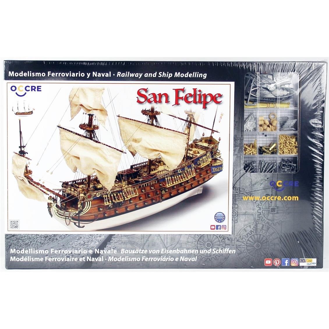 Occre 15002 1/86 Scale, San Felipe, 83 cm. Sailing Spanish Battleship, Wooden Model Kit
