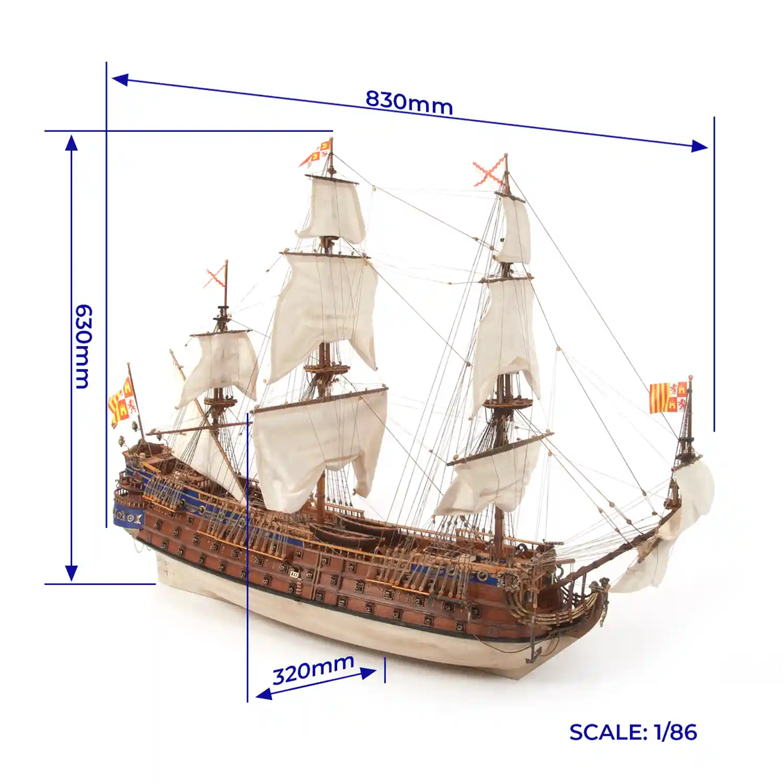 Occre 15002 1/86 Scale, San Felipe, 83 cm. Sailing Spanish Battleship, Wooden Model Kit