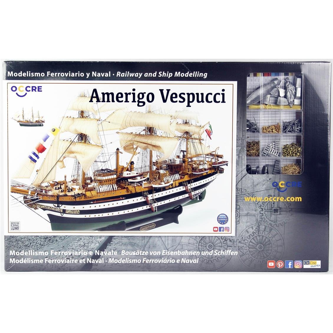 Occre 15006 1/100 Scale, Amerigo Vespucci, 98 cm. Sailing Italian Military Training Ship, Wooden Model Kit