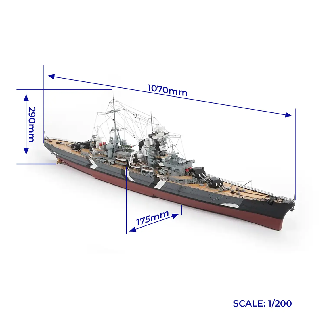 Occre 16000 1/200 Scale, Prinz Eugen, 107 cm. Heavy German Cruiser, Wooden Model Kit