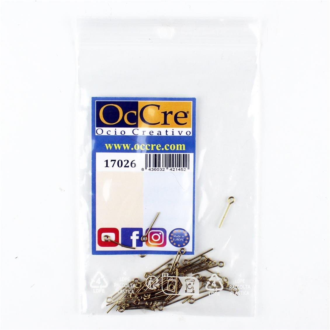 Occre 17026 Brass Coated Steel Ring, 60 Pieces