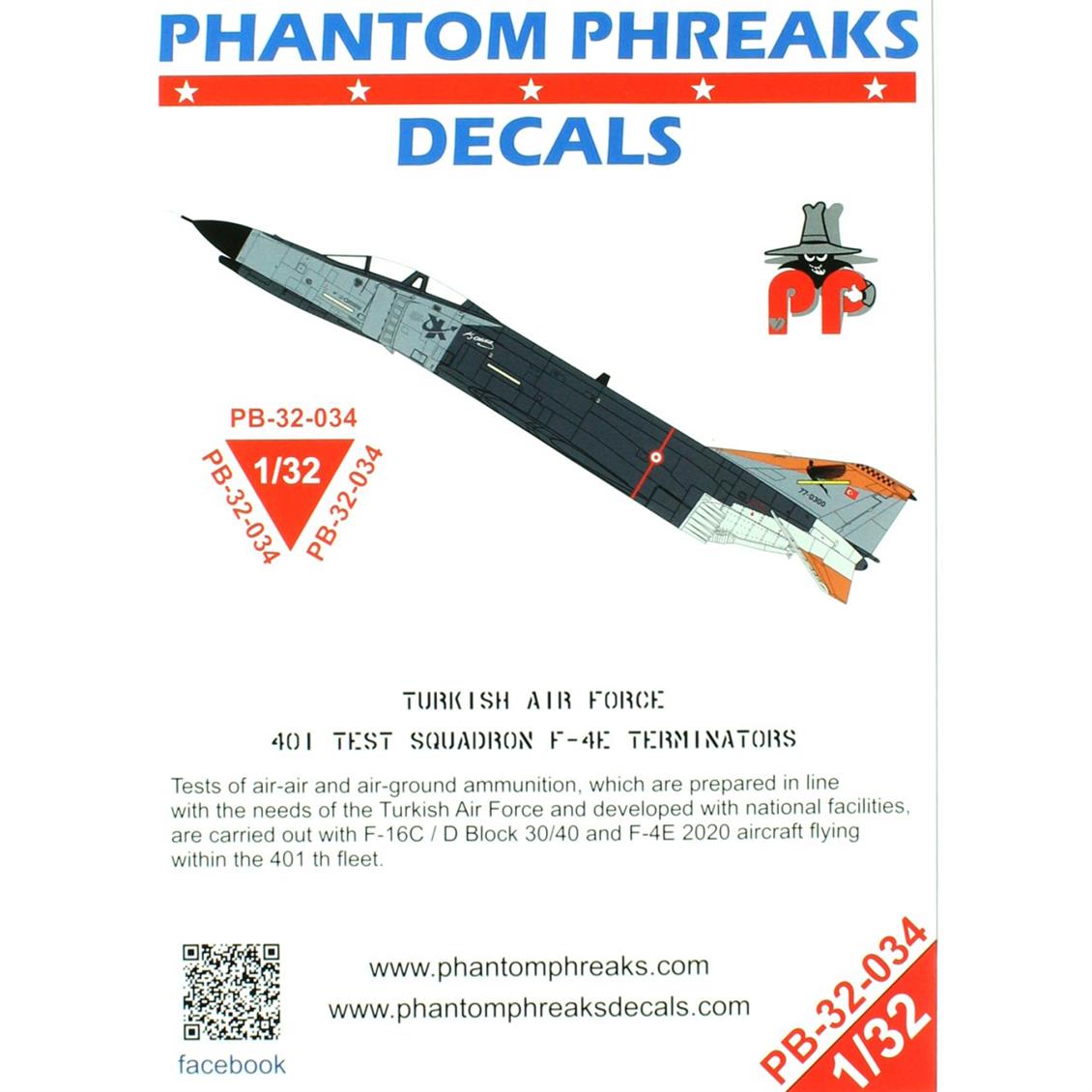 PB32034 1/32 401. TEST FİLO F-4E TERMINATOR DEKALİ