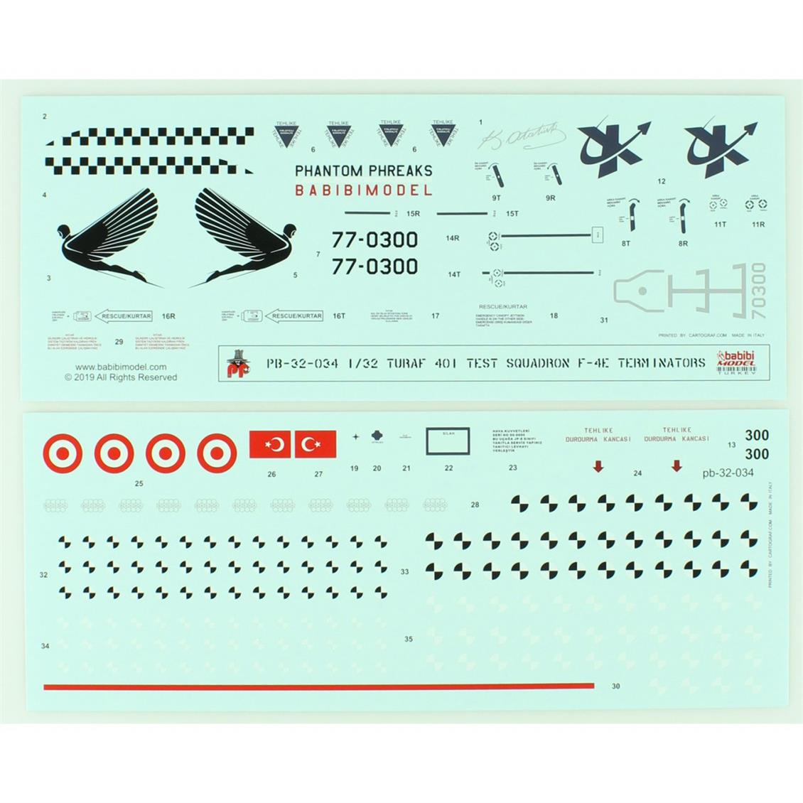 PB32034 1/32 401. TEST FİLO F-4E TERMINATOR DEKALİ