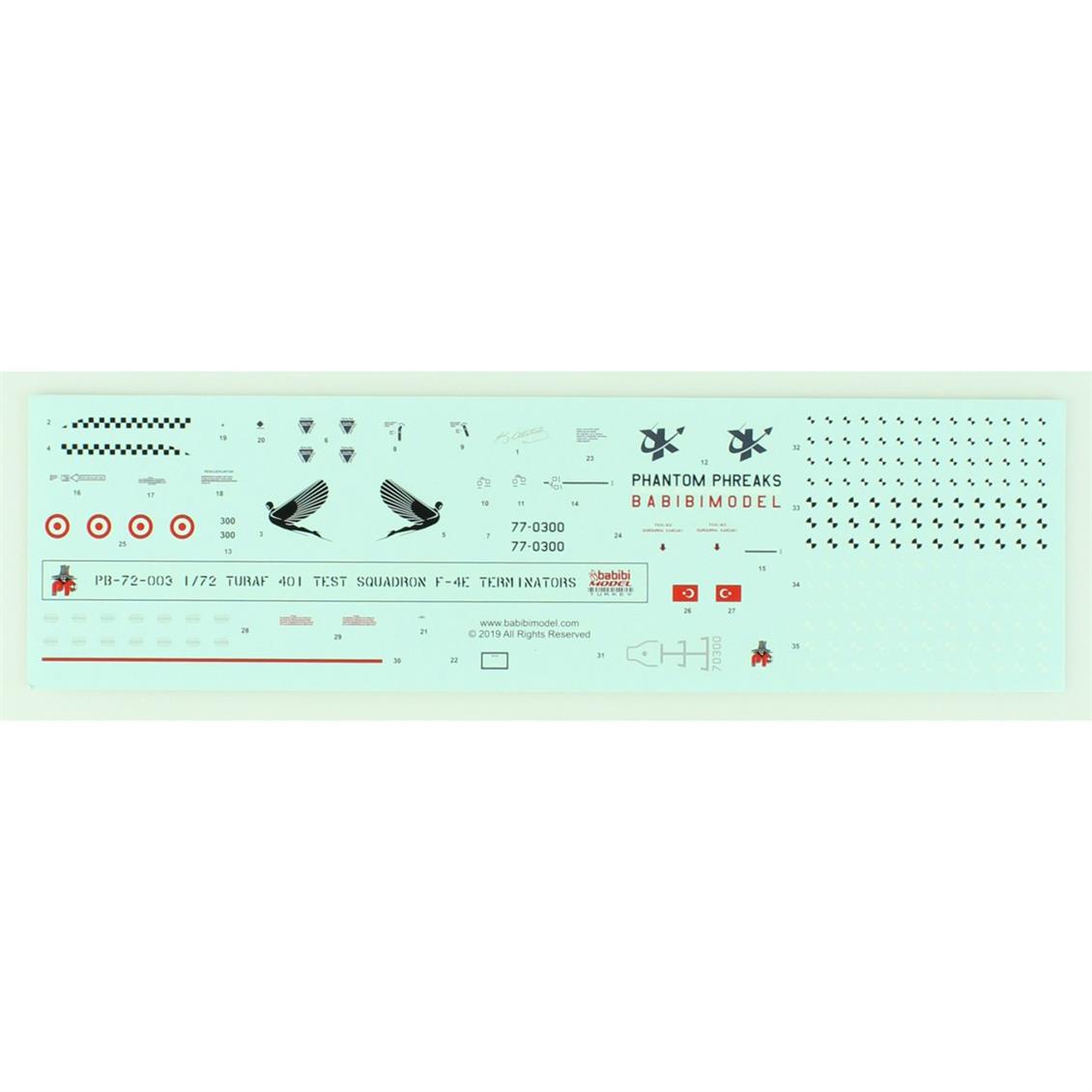 PB72003 1/72 401.TEST FİLOSU F-4E TERMINATOR DEKAL