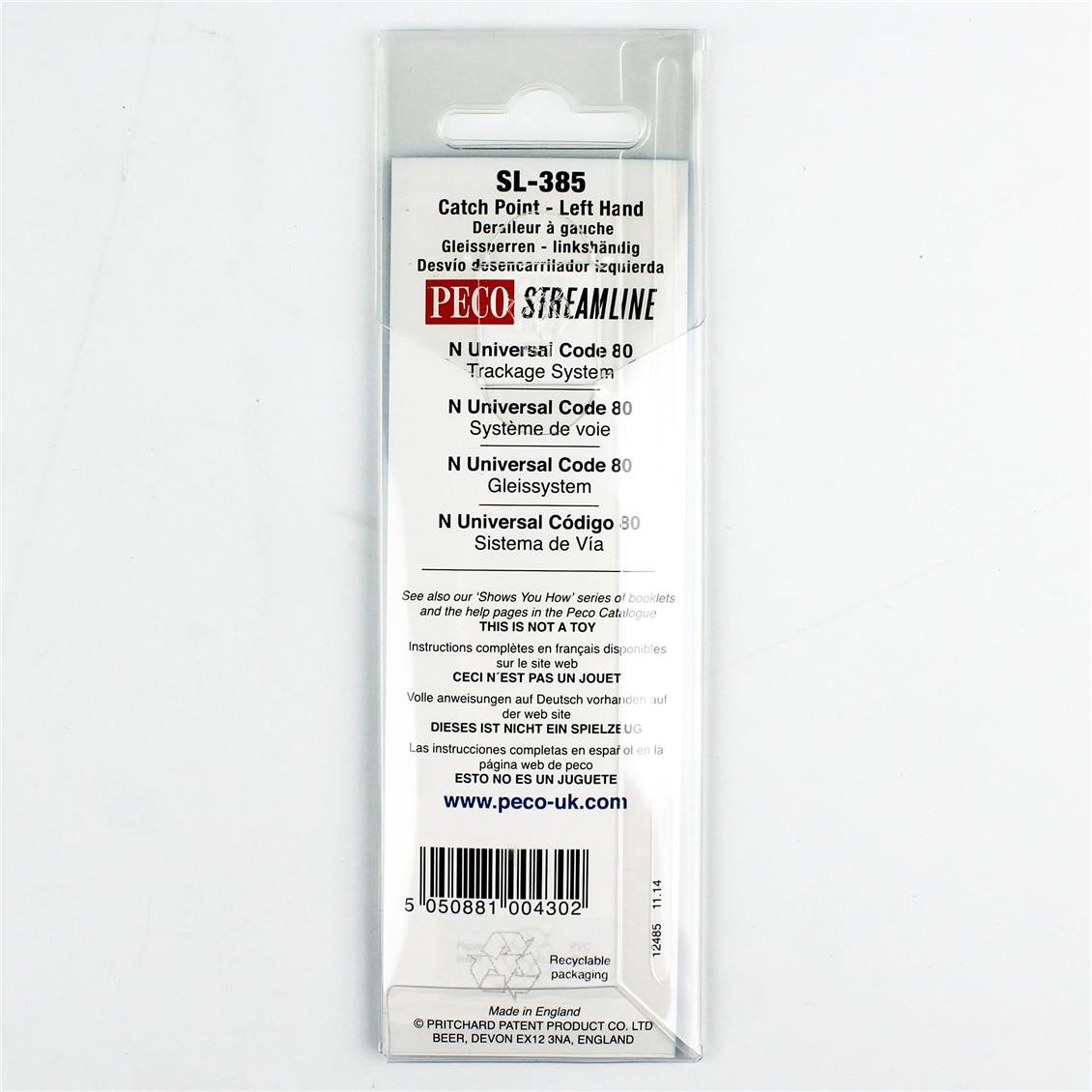 Peco SL-385 Code 80 1/160 Ölçek, 86 mm. Sol Yakalama Makası, Model Tren Rayı
