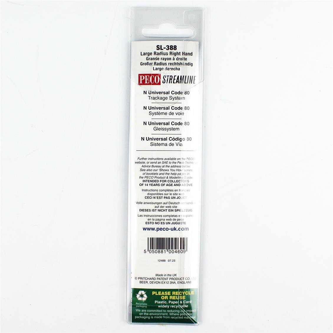 Peco SL-388 Code 80 1/160 Ölçek, 914 mm. Çap, Geniş Açı Sağ Makas, Model Tren Rayı