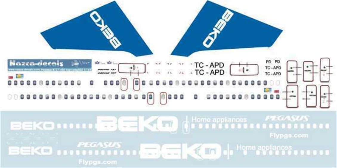 PEG003 1/144 PEGASUS B737-400 CLASSİC -BEKO LOGO