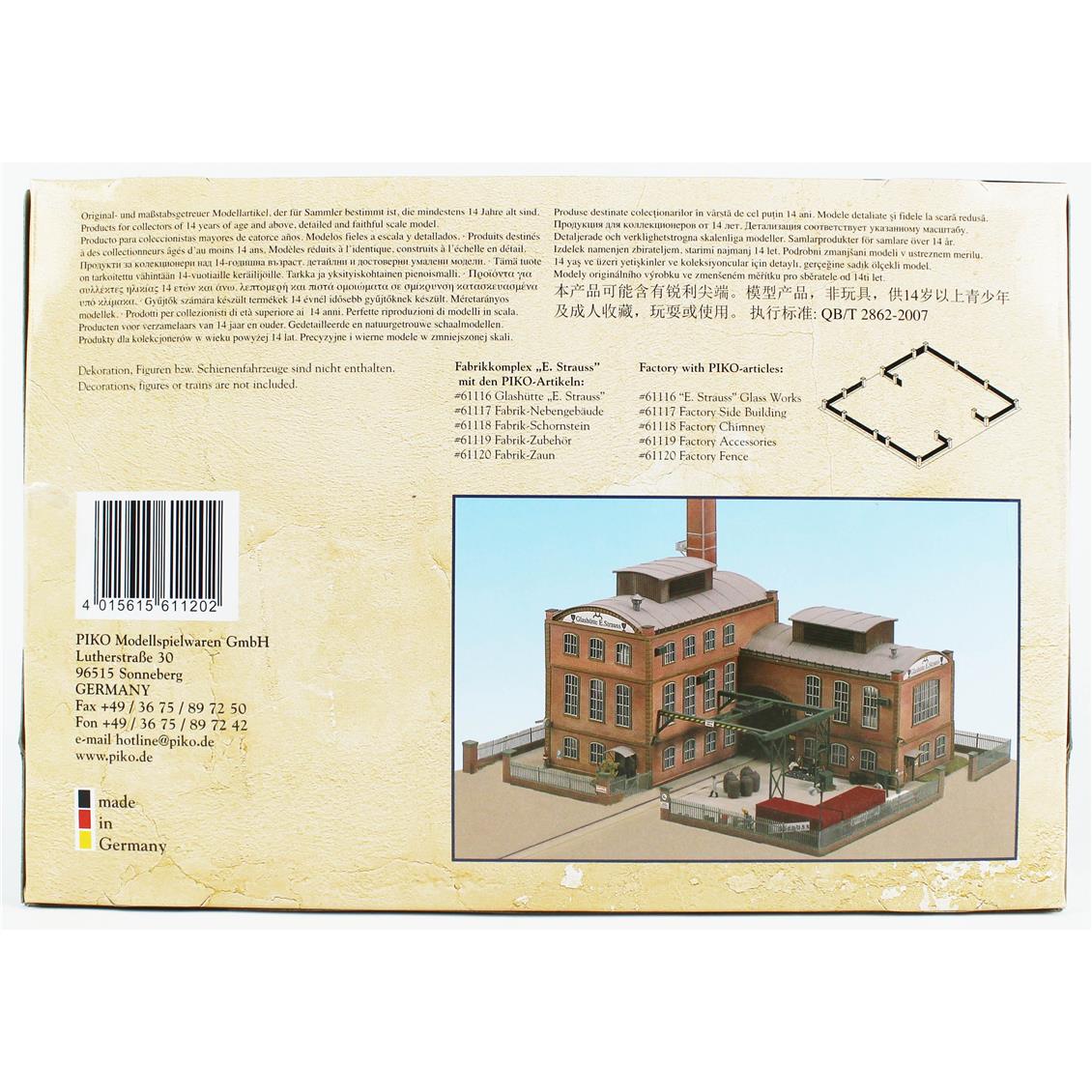 Piko 61120 1/87 Ölçek, Cam Fabrikası Etrafı Çit Duvarı, Plastik Model Kiti