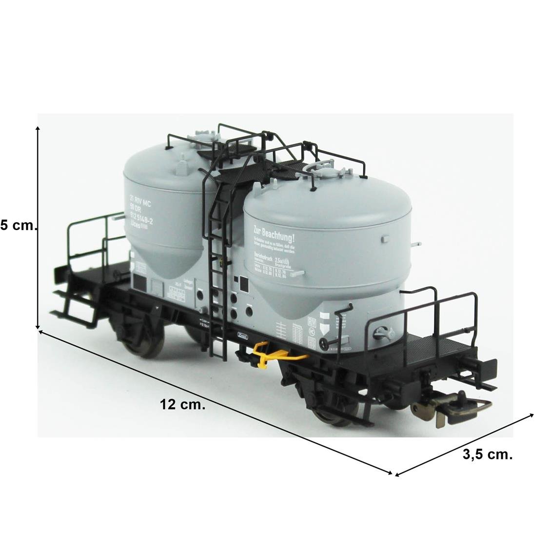 Piko (Expert) 54695 1/87 Ölçek, Ucs-v9120, Çimento Silolu Siyah Şaseli, DR 4.Dönem, Model Tren Yük Vagonu
