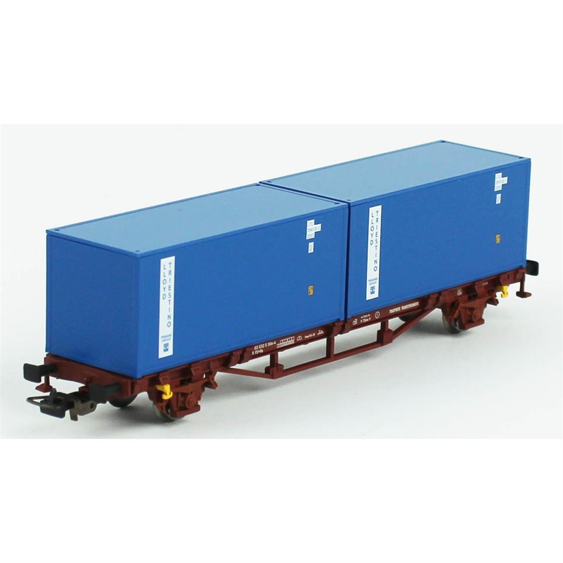 Piko (Hobby) 58755 1/87 Ölçek, 2x20 lik Konteynerli, FS 4.Dönem, Model Tren Yük Vagonu