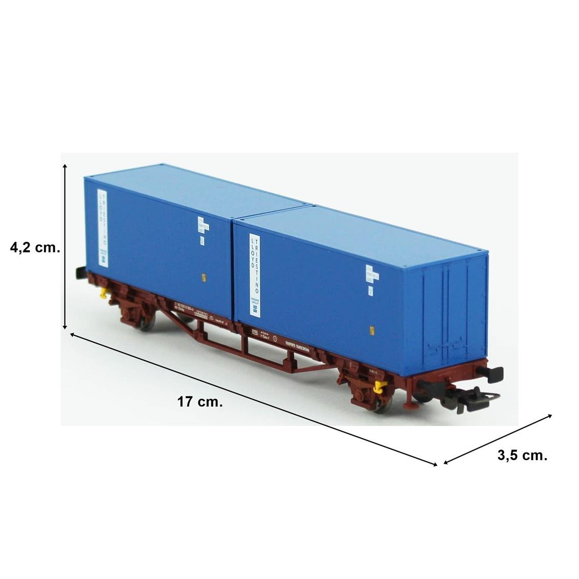 Piko (Hobby) 58755 1/87 Ölçek, 2x20 lik Konteynerli, FS 4.Dönem, Model Tren Yük Vagonu