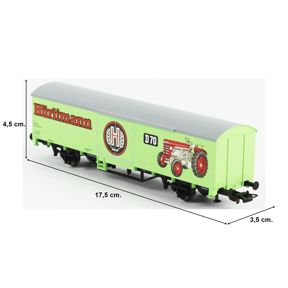 Piko (Hobby) 58799 1/87 Ölçek, Hürlimann Traktoren, Kapalı Kasa, SBB 6.Dönem, Model Tren Yük Vagonu