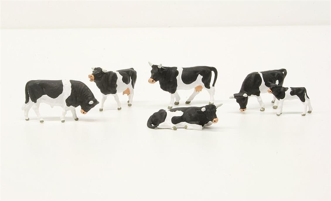 Preiser 10145 1/87 Ölçek kühe, schwarz gefleckt Figürleri