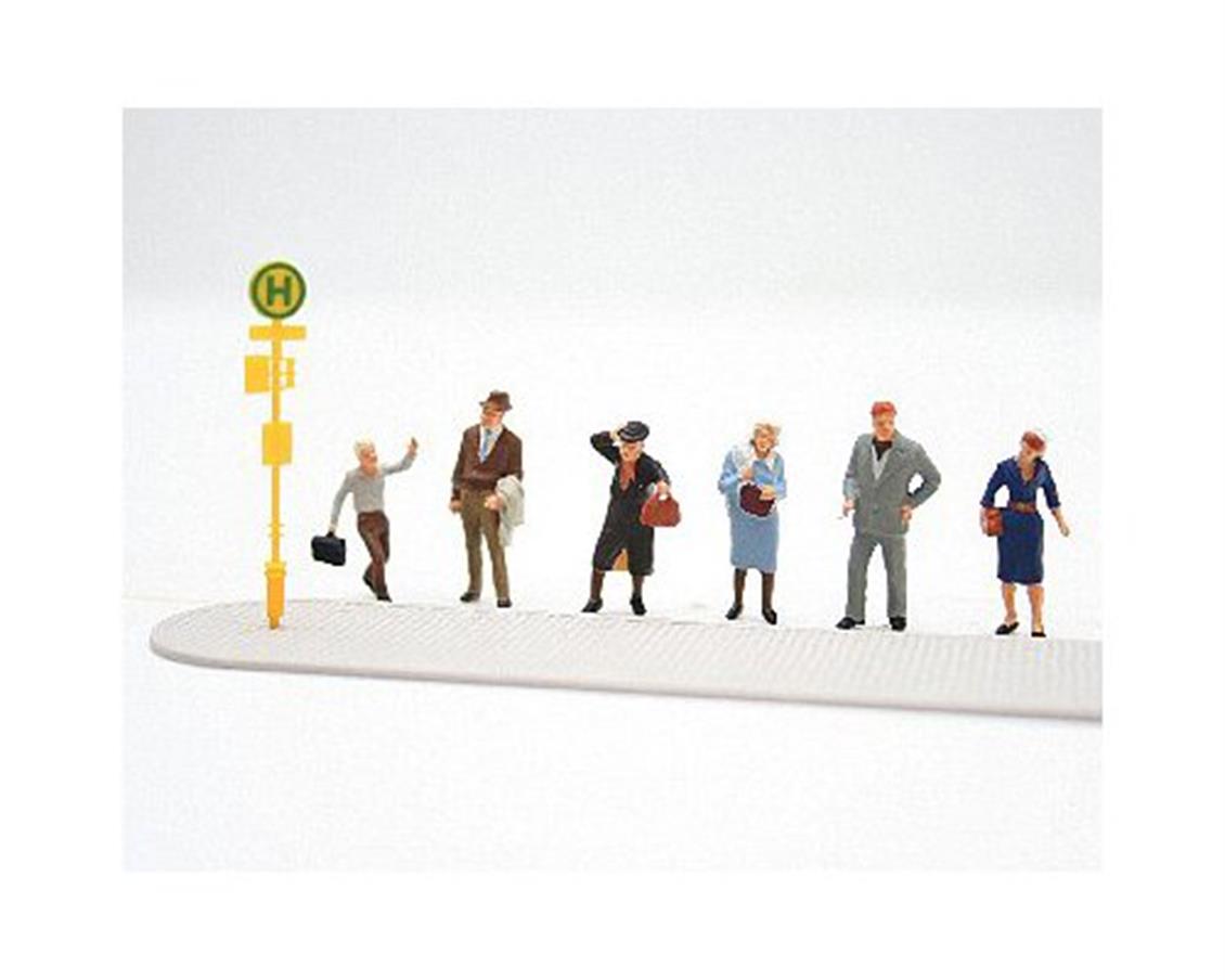 Preiser 10414 1/87 Ölçek wartende an der straßenbahnha Figürleri