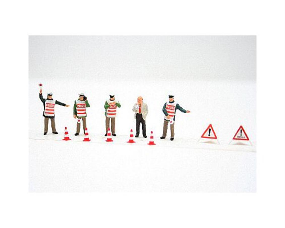Preiser 10419 1/87 Ölçek tarfik polisleri ve uyarı işaretleri Figürleri