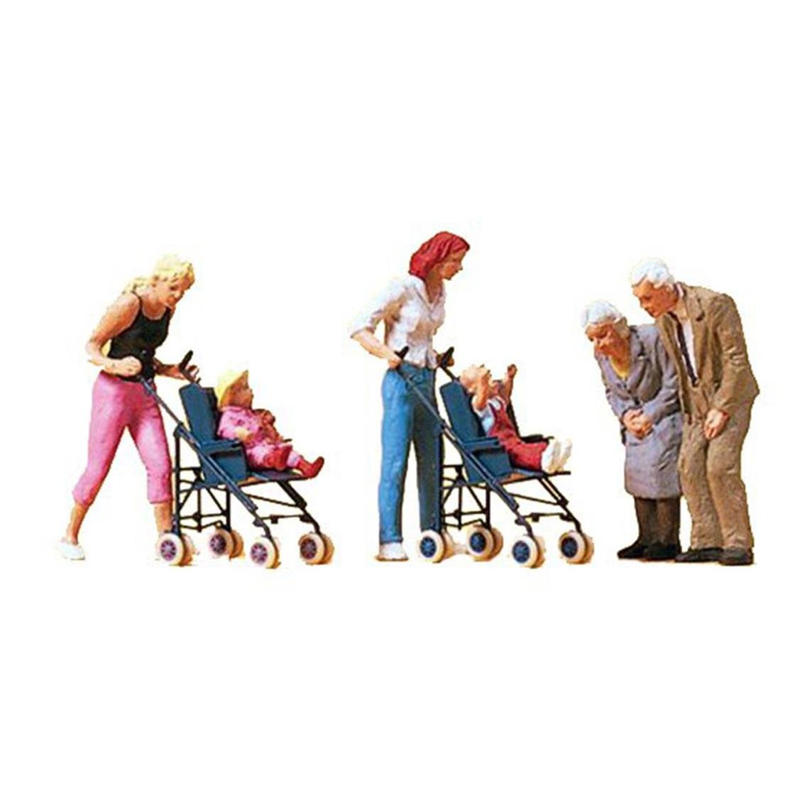 Preiser 10493 1/87 Ölçek anneler ve bebek arabasındaki çocukları Figürleri