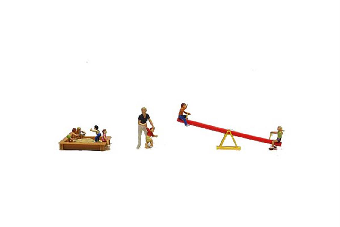Preiser 10587 1/87 Ölçek spielende kinder. wippe, sand Figürleri