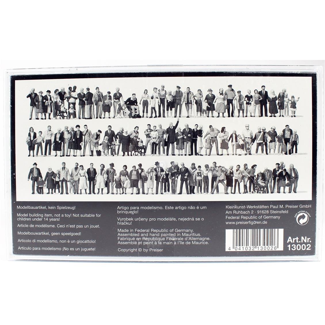 Preiser 1300021/87 Ölçek, Cadde ve Meydandaki İnsanlar, Boyanmış Plastik Figürleri, 100 Adet