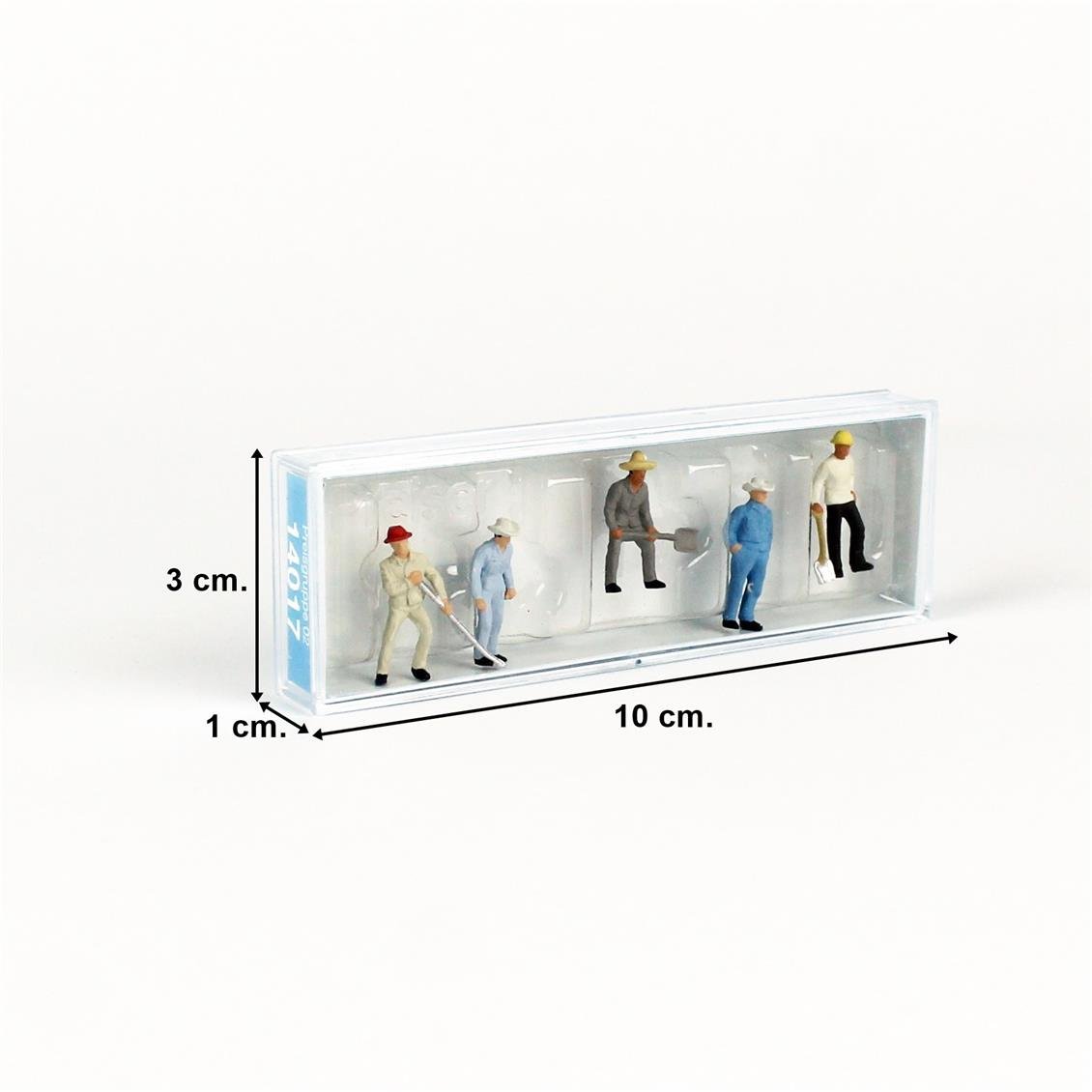 Preiser 14017 1/87 Ölçek, İnşaat İşçileri, Boyanmış Plastik Figürleri, 6 Adet