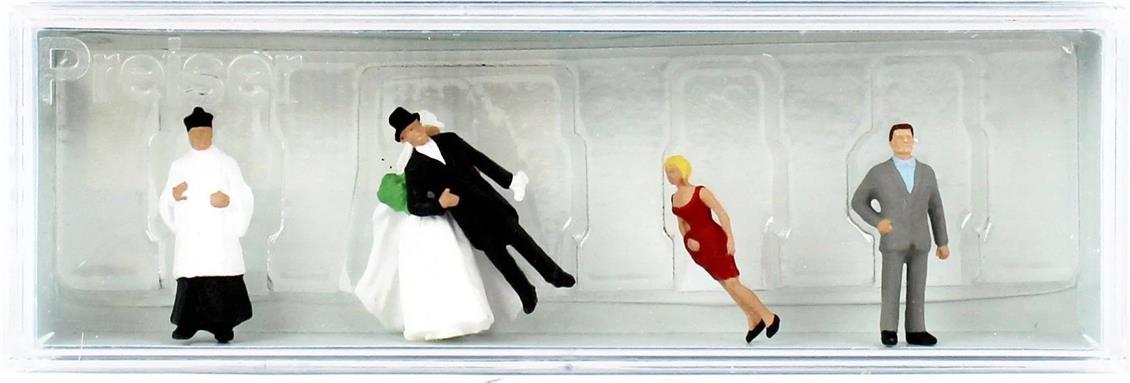 Preiser 14058 1/87 Ölçek Papaz, Gelin ve Damat Figürleri