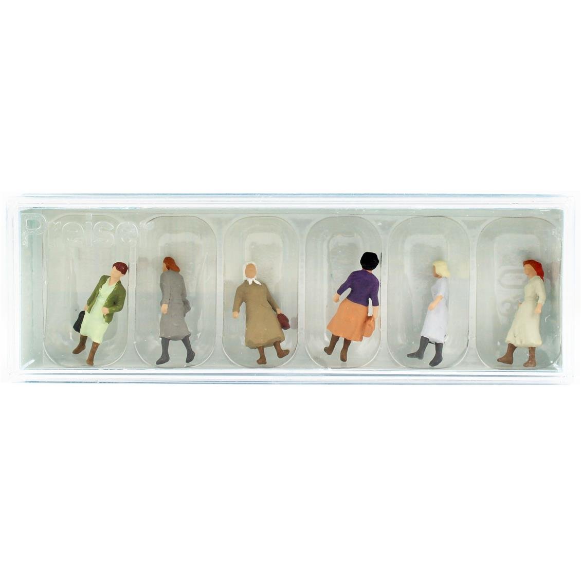 Preiser 14085 1/87 Ölçek, Kadın Yolcular, Boyanmış Plastik Figürleri, 6 Adet